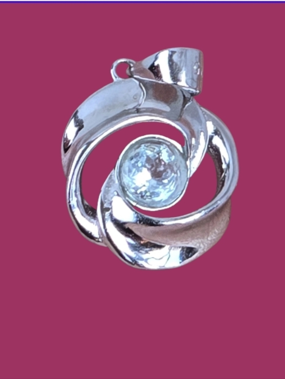 925 Sterling Silver Pendant 1.5cm with Natural Aquamarine